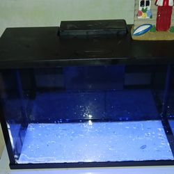 Top Fin Black Glass Glow Fish Tank 