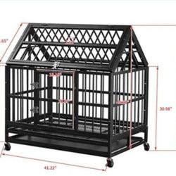 Ainfox 42 in. Heavy Duty Crate, Indestructible Dog Crates Medium Dog. Escape Proof cage Kennel Lockable Wheels. Retails Around $300 with Taxes!