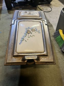 Antique Coal Bin Box French Enameled Cast iron