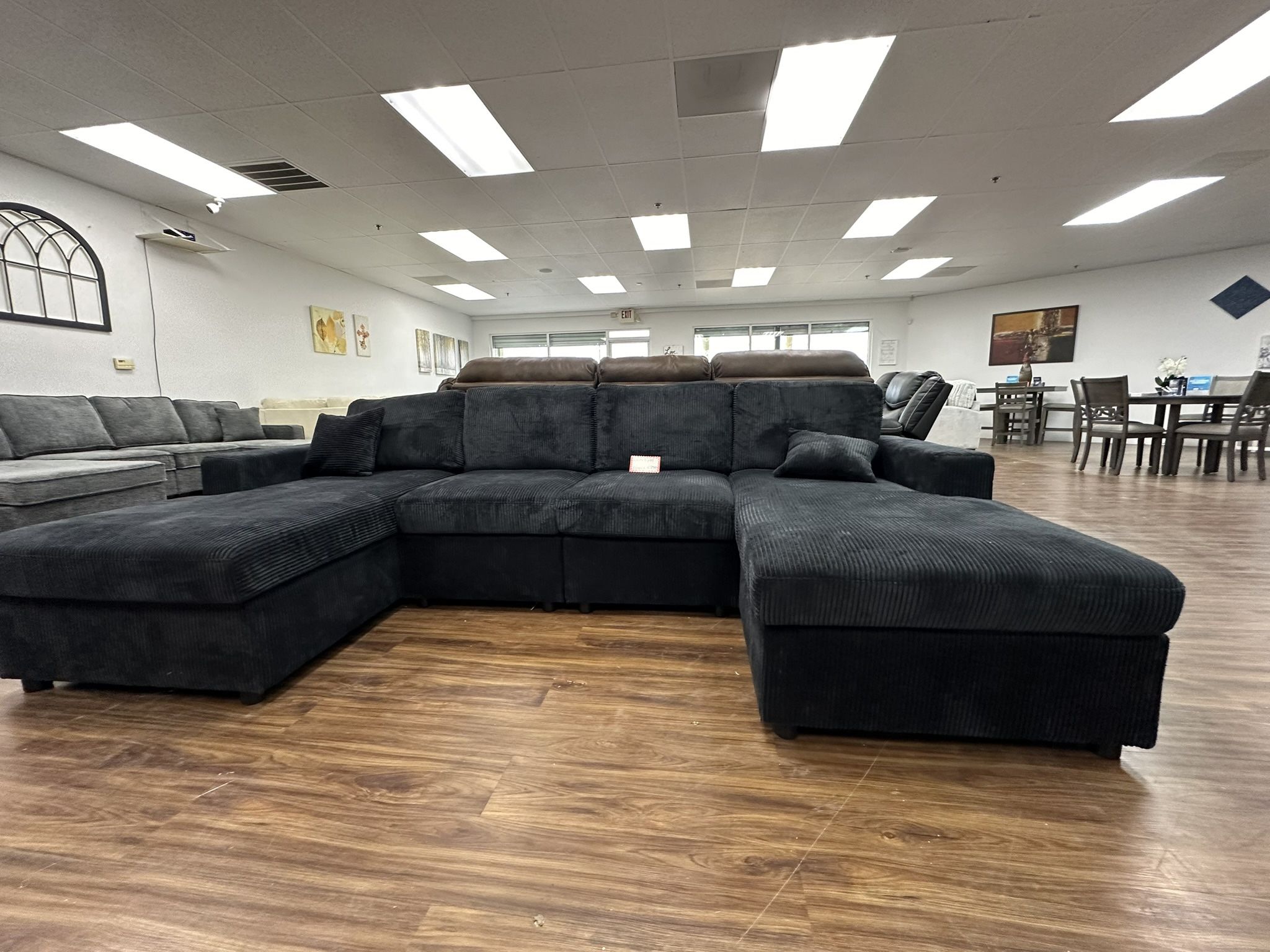 Black U-shape Sectional Sofa