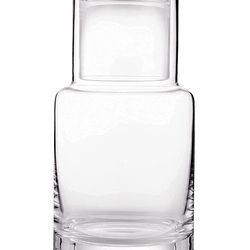 Bedside Carafe and Glass Set, Use Tumbler as Lid Night Water Carafe for Nightstand, Mouthwash Dispenser Pitcher with Glass Cup for Keeps Water Clean i