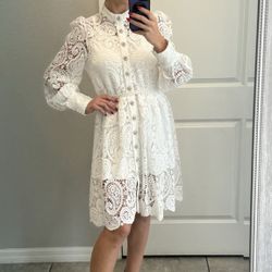 Lace Long Sleeve Mini Dress