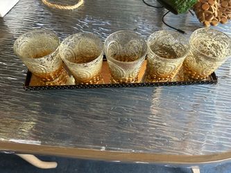 Mercury Glass Votive Candle Holders with Tray