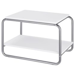 White wood and metal bedside table
