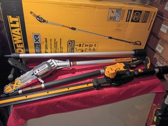 XR 20 VOLT DEWALT BRUSHLESS 8" pole saw+trimmer attachment TOOLS ONLY $$220