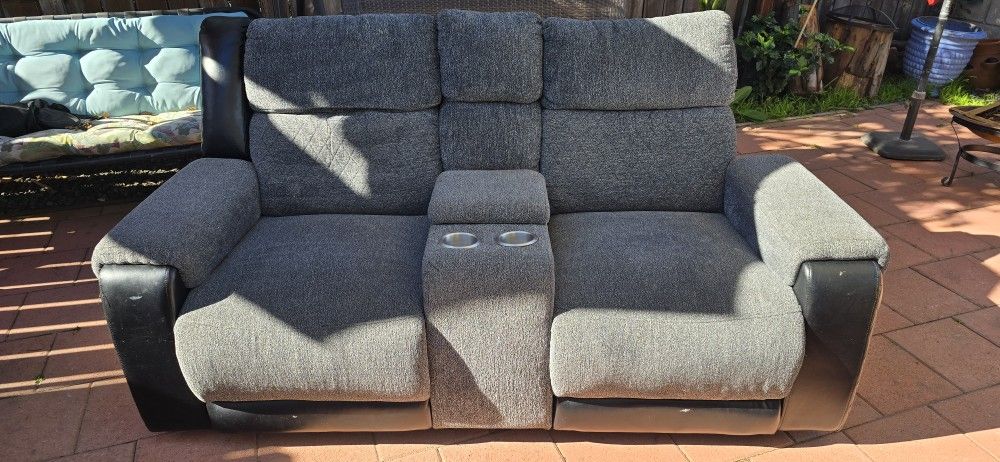 2 Seat Grey Reclining Sofa
