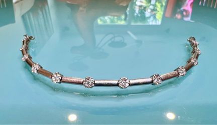 🌹 14KT White Gold 12g Ladies 2.25ct Diamond Bracelet 7 1/4”