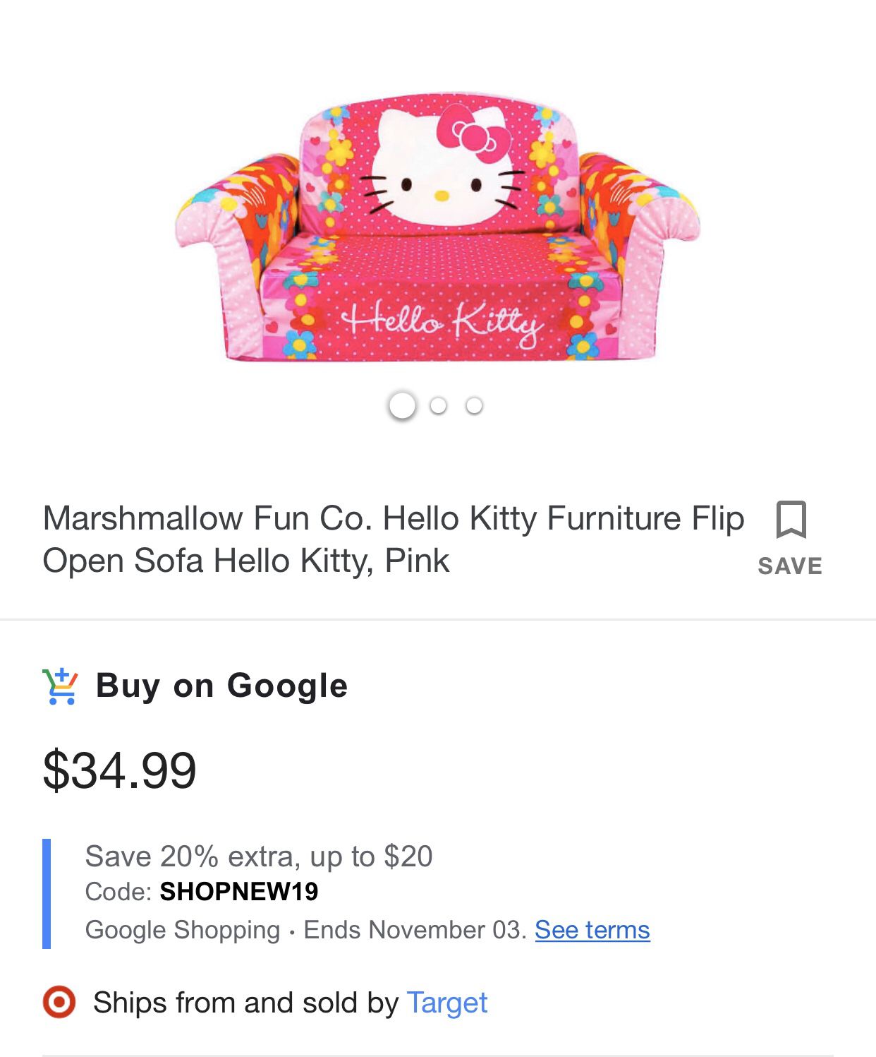 Hello kitty 2 n 1 kids couch