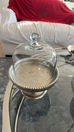 Silver Cake Stand with Glass Dome