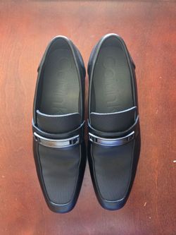 Calvin Klein Jameson Men’s 8.5 US Black Leather Slip-On Dress Loafers Square Toe