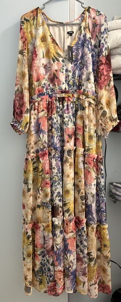 Express Floral Long Dress,Medium