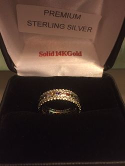 Multicolor Swarovski platinum plated classic eternity band