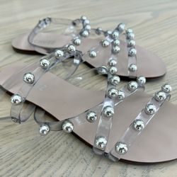 Schutz Women’s Studded Flat Pool Sandal, Sz 7
