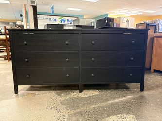 Modern Black 6-Drawer Low Dresser