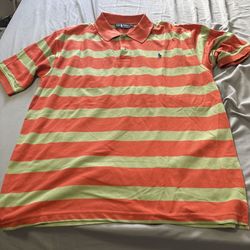 Polo Ralph Lauren Classic Mesh stripe orange/green polo shirt  XL