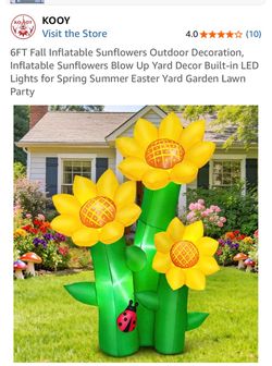 KOOY 6’ inflatable sunflowers WLED light