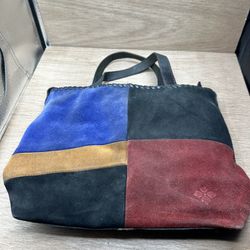 Patricia Nash Color Block Suede & Leather Shoulder Bag Multicolor Hobo Boho