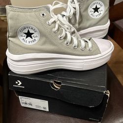 Converse Chuck Taylor All Star Move HI Womens Size 8 Beach Stone White Sneakers