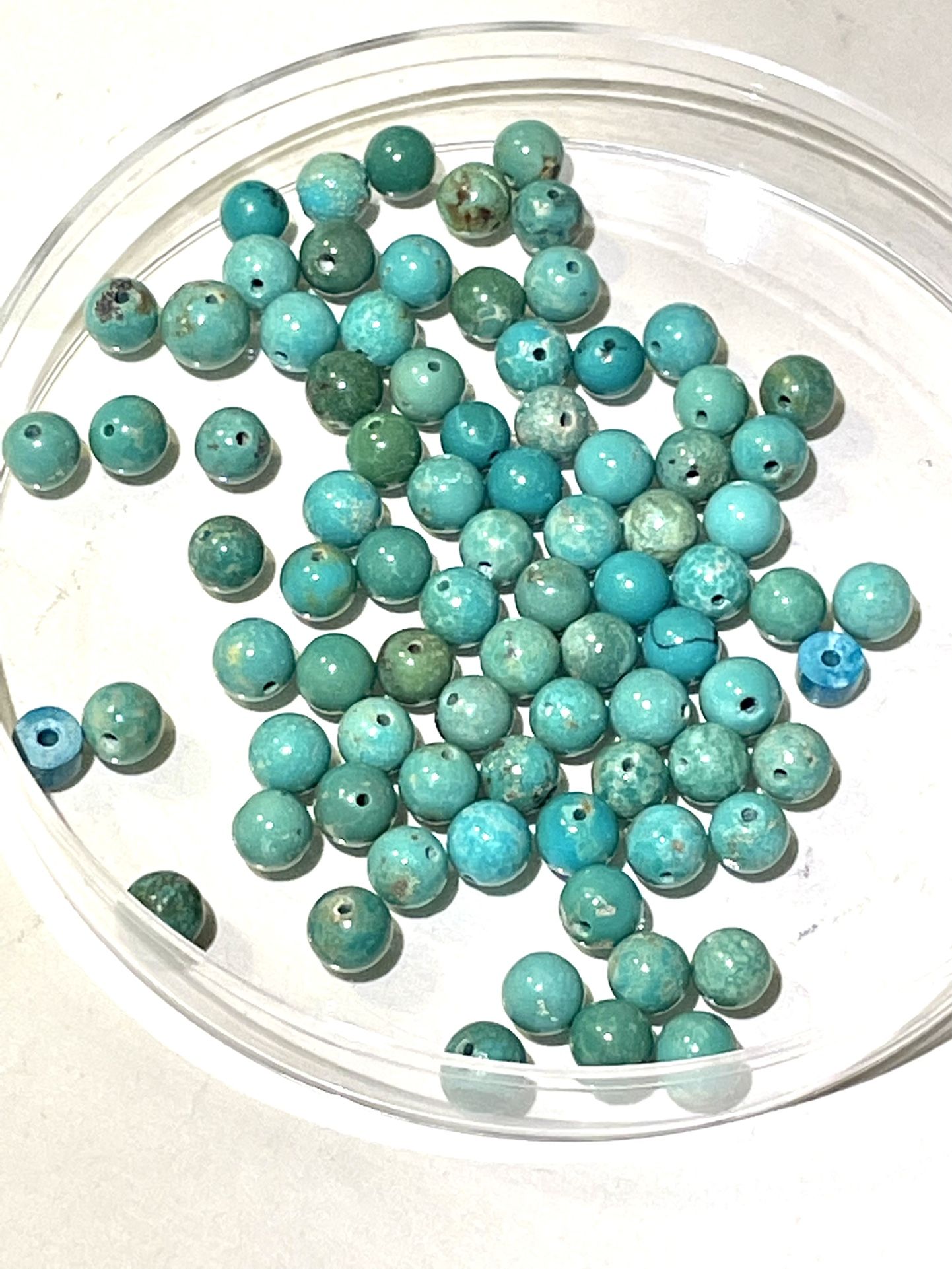 Lot Of 80 6mm Turquoise Beads 18.5”