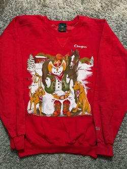 Vintage 90s Western Christmas Snowman Sweatshirt Made In USA Size L