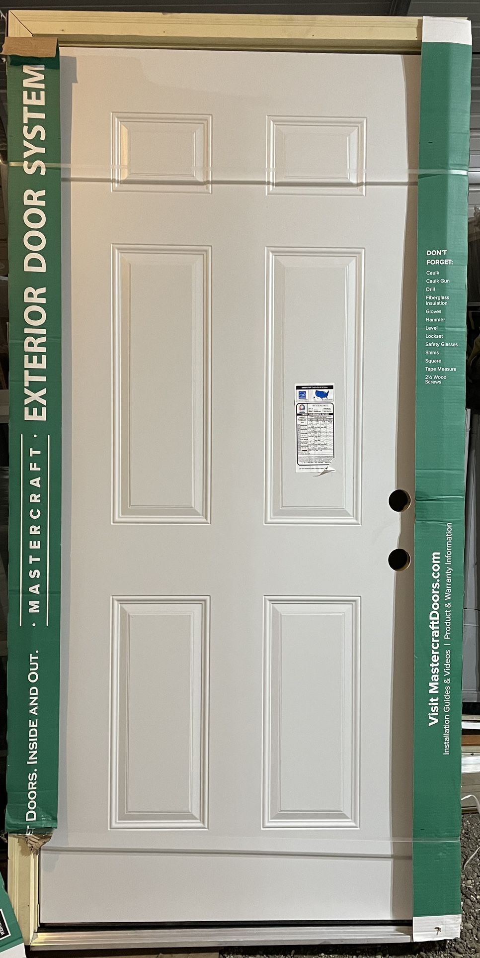 New 36x80 Steel Exterior Door, 6 Panel, Out-swing