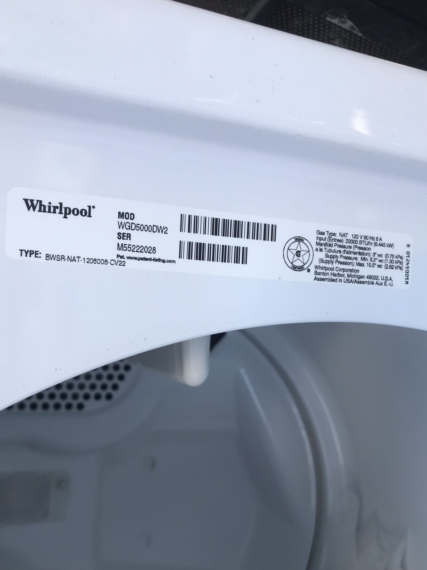Whirlpool Gas Dryer
