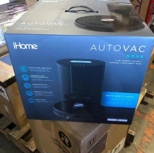 iHome AutoVac Nova Self Empty Robot Vacuum and Mop, Laser and HomeMap Navigation, Alexa/Google and App Control

