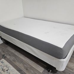 Newer twin bed with matterss