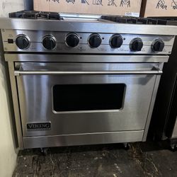 Viking 36”Wide Dual Fuel Range Stove Stainless Steel With Griddle 
