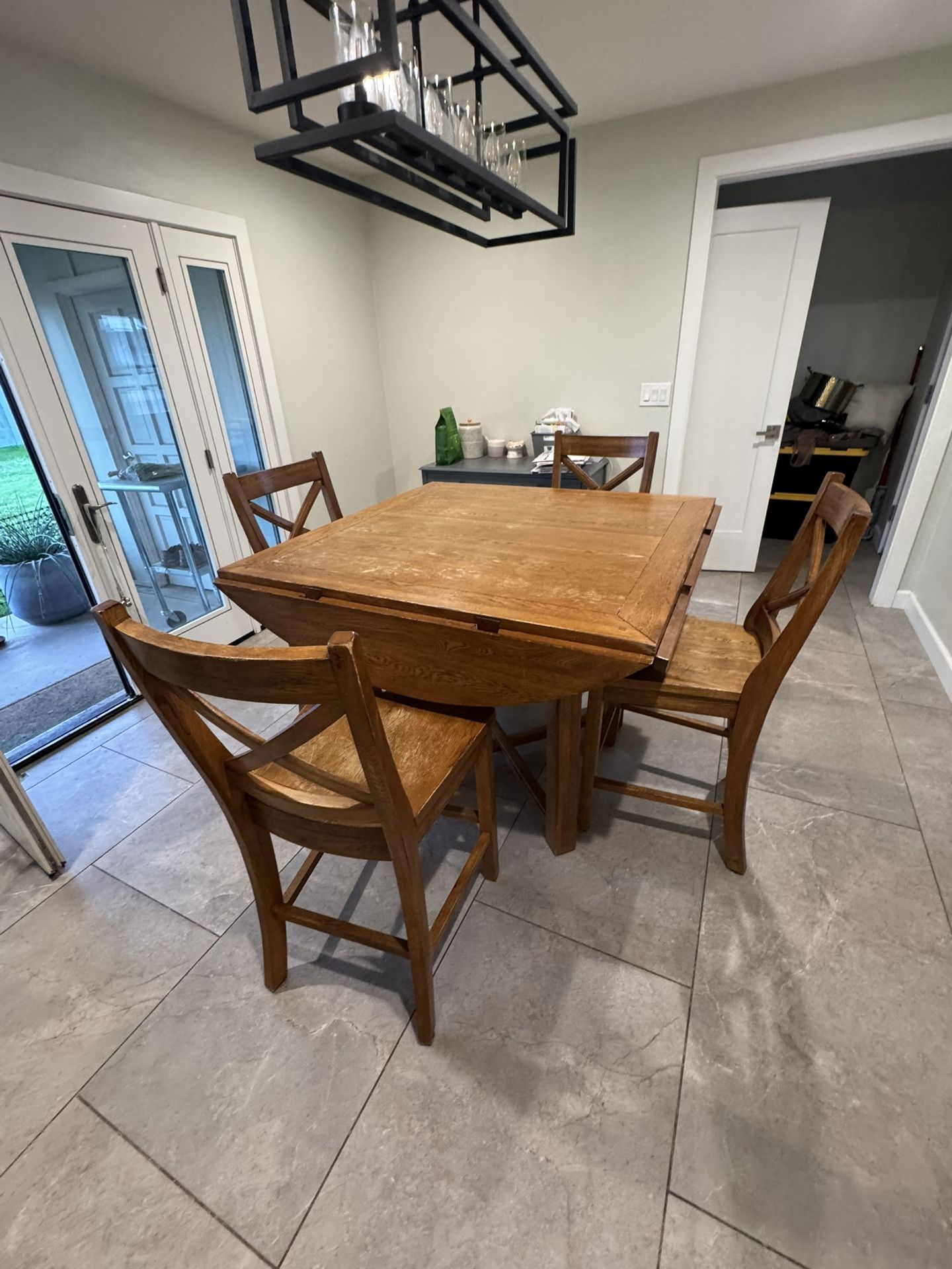 Wood Dining Table- Counter Height/ 4 Chairs