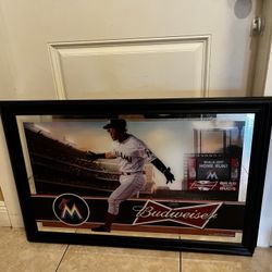 Budweiser Marlins Major League Baseball MLB… (CHIPPED ON THE BOTTOM CORNERS SEE ALL PICTURES)36x23.5 Great For A Man Cave…$55