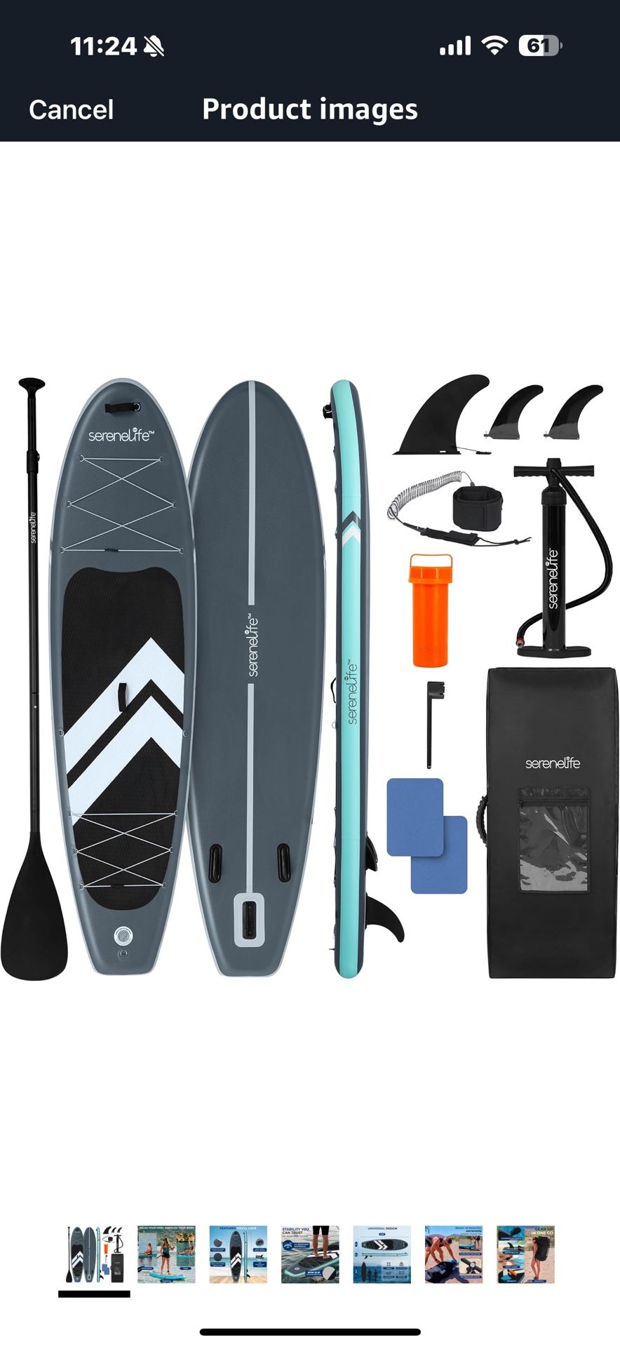 SereneLife 10’6” Inflatable Stand Up Paddle Board with Premium SUP Accessories - 33” Wide Stable Design with Non-Slip EVA Deck Pad for Youth and Adult