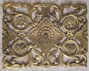 Gold Carved Floral Wall Art Panel