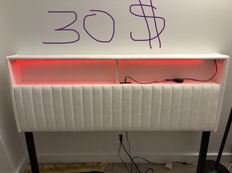 Queen Headboard with Storage Shelf & LED Lights