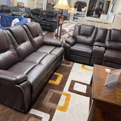 Power Reclining Sofa And Love Seat In Stock For Immediate Delivery 