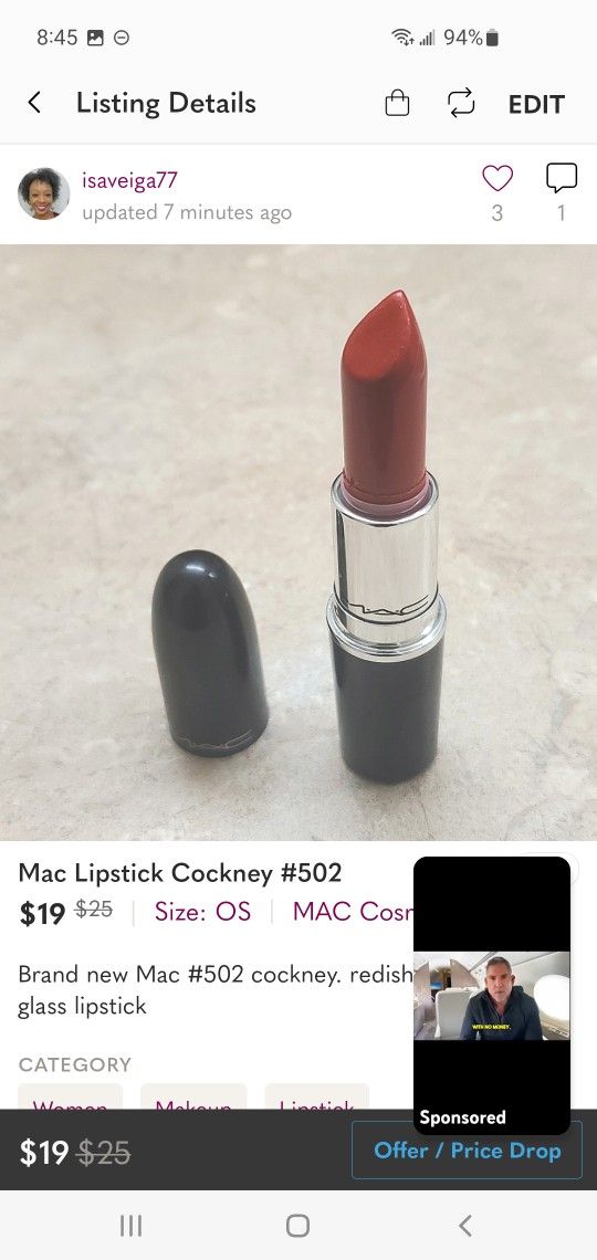 Mac Lipstick New#502