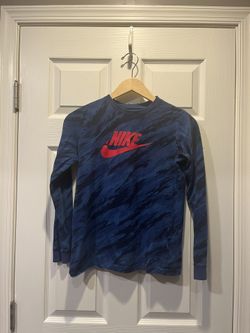 Nike Kids Blue and Red Long Sleeve Tee Shirt, Size: Large (L)