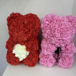 Artificial Rose Bear Preserved Flower Bear Toy Valentines Gift for Valentines Day Mothers Day Birthdays Weddings