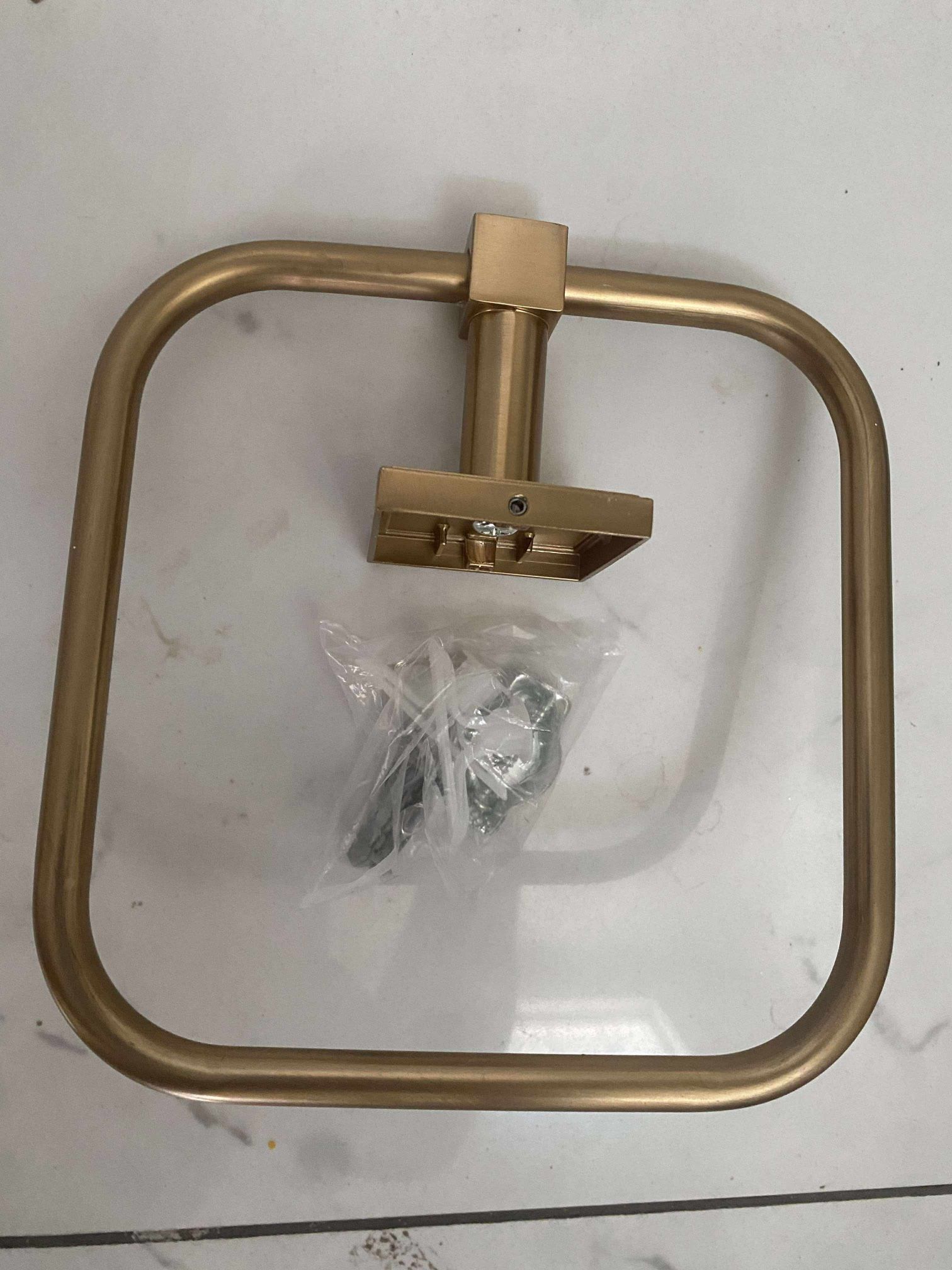 Hand Towel Holder Brushed Gold, Angle Simple Stainless Steel Square Towel (33J)