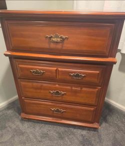 Wood Chest of Drawers with Ornate Handles