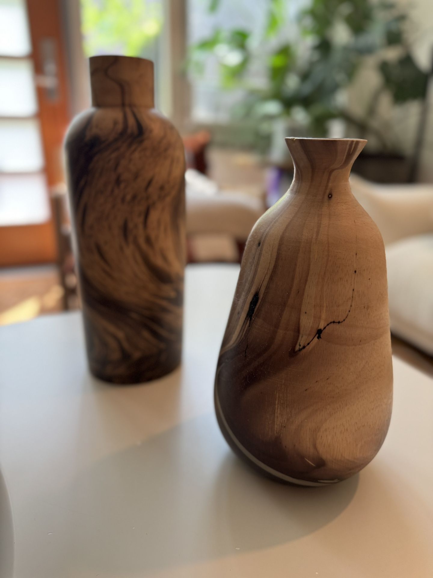 Wooden Decorative Vases - Made In India - Set Of 2