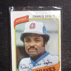 1980 Topps Atlanta Braves Charlie Spikes Autograph Baseball Card.