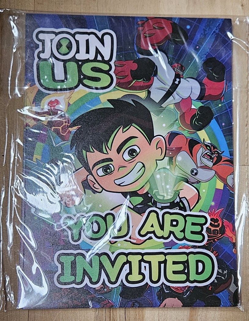 NIB, Ten, Ben 10 Birthday Invitations