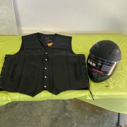 Biker Vest And Helmet New