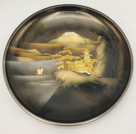 Mt. Fuji Japanese Lacquerware Vintage Decorative Plate