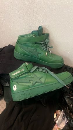 BAPE A Bathing Ape Green Mid-Top Sneakers