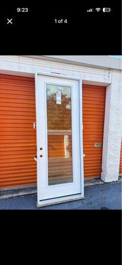 Jeld wen White Exterior Door with Full Glass Panel 36x96