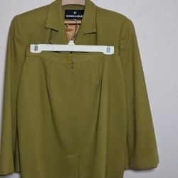 Donna Gray Olive Blazer & Skirt (New)
