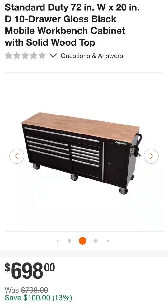 Husky 72x20 10 Drawer Tool Box