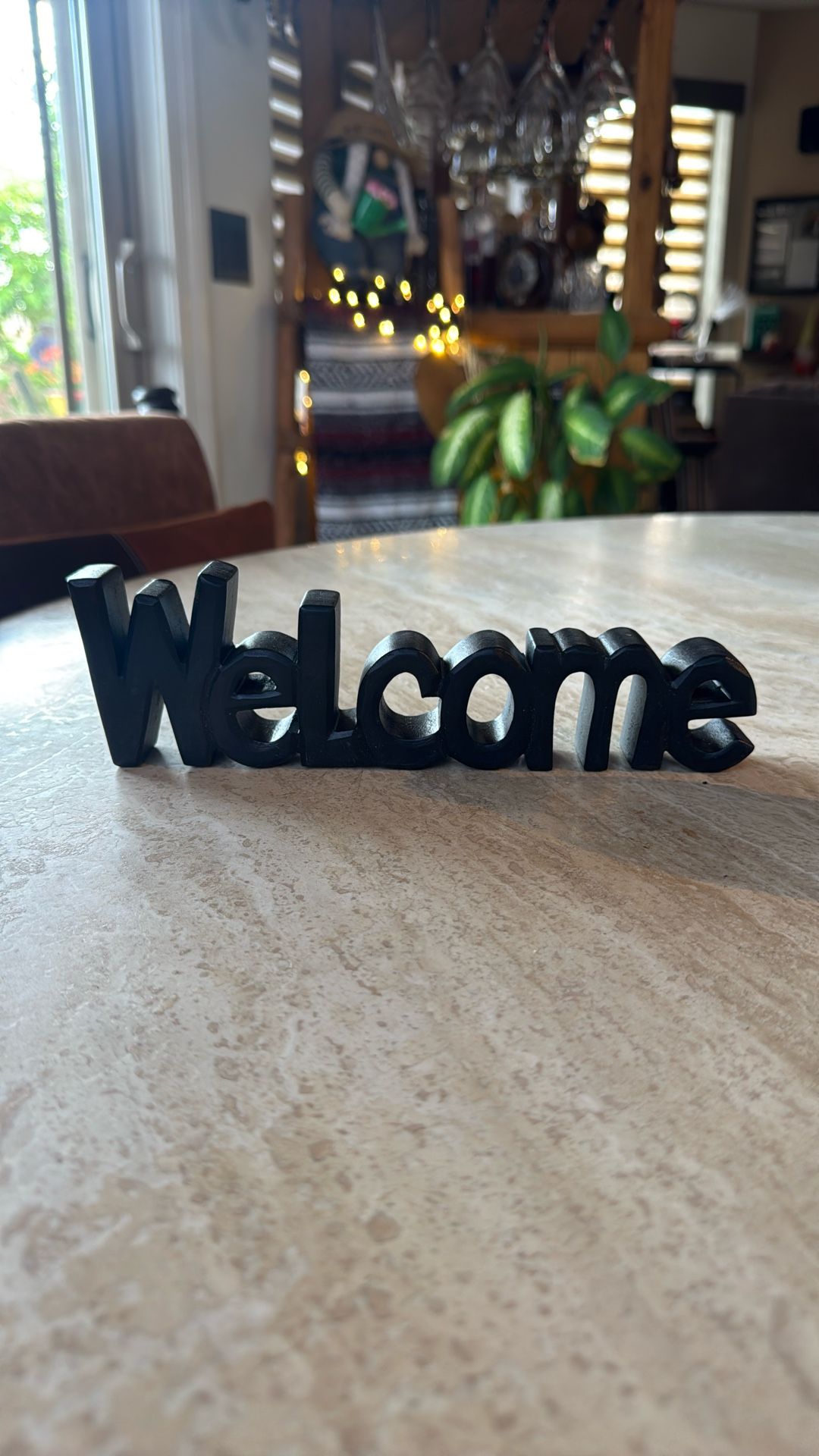 WOODEN WELCOME SIGN BLACK - 9x1x3